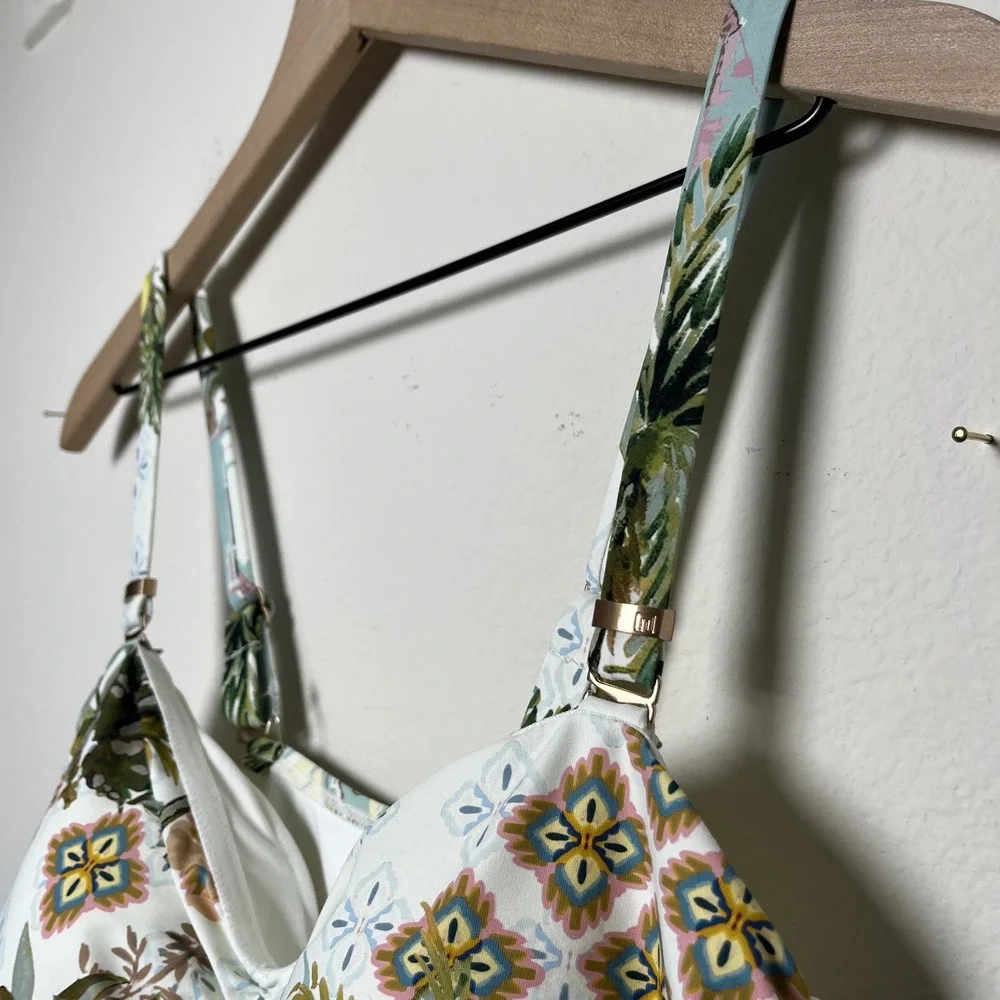 NEXT Women‎ One Piece Swim Bathing Suit 14 Multicolor Lemon Scenic Tummy Control